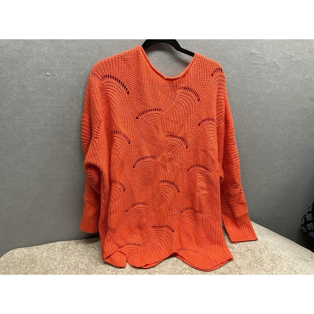 Woman's Orange Pull Over Polyester Sweater Long Sleeve Unbranded Size XL